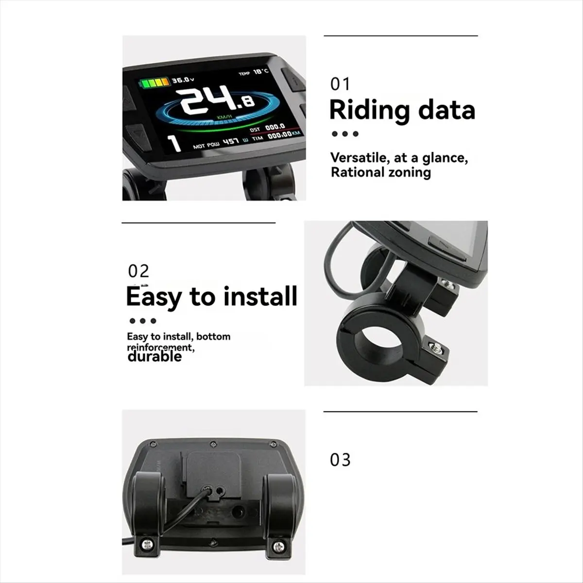 【~ Nouveau ABHW】KT-8YU KT Écran LCD couleur pour vélo électrique, compteur 24V 36V 48V, connexion SM, écran intelligent pour vélo électrique