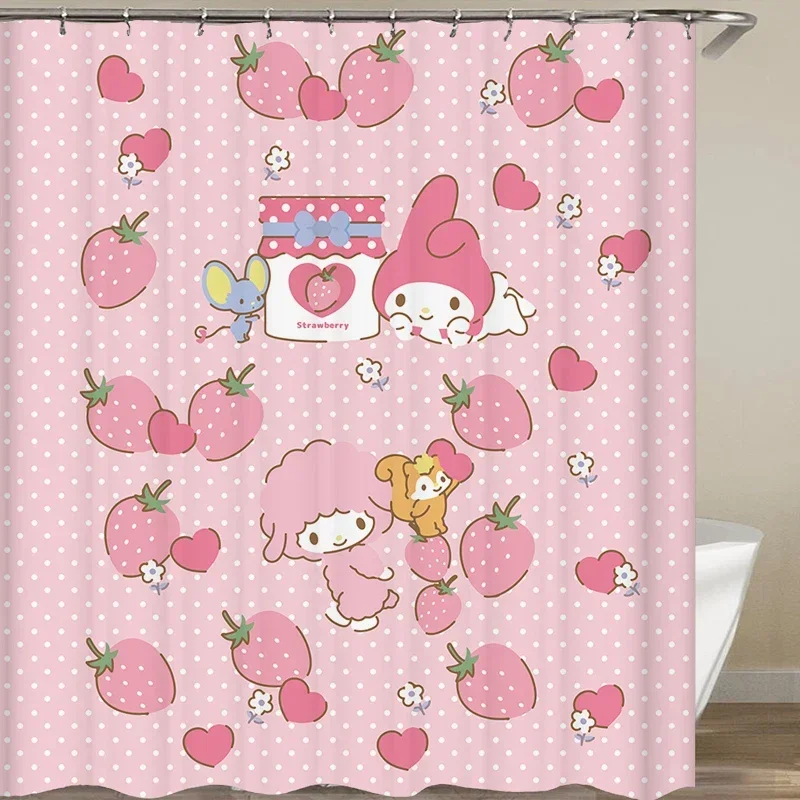 

Sanrio My Lovely Shower Curtain Set Bathroom Waterproof Curtain Toilet Door Partition Curtain Free Punching Partition