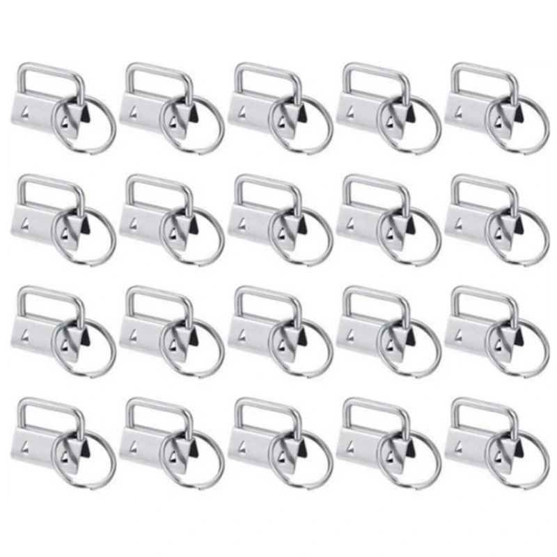 20Pcs Key Hardware Keychain Bracelet Hardware, Metal Tail Clip Wristlet Split Rings Webbing for Belts Ribbon Webbing New