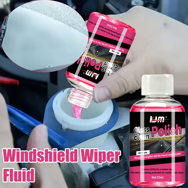 KJM-55ml Windshield Wiper Fluid,Concentrated Glass Coating,Rainproof Streak-Free Formula,Restore Clear Driving Visibility