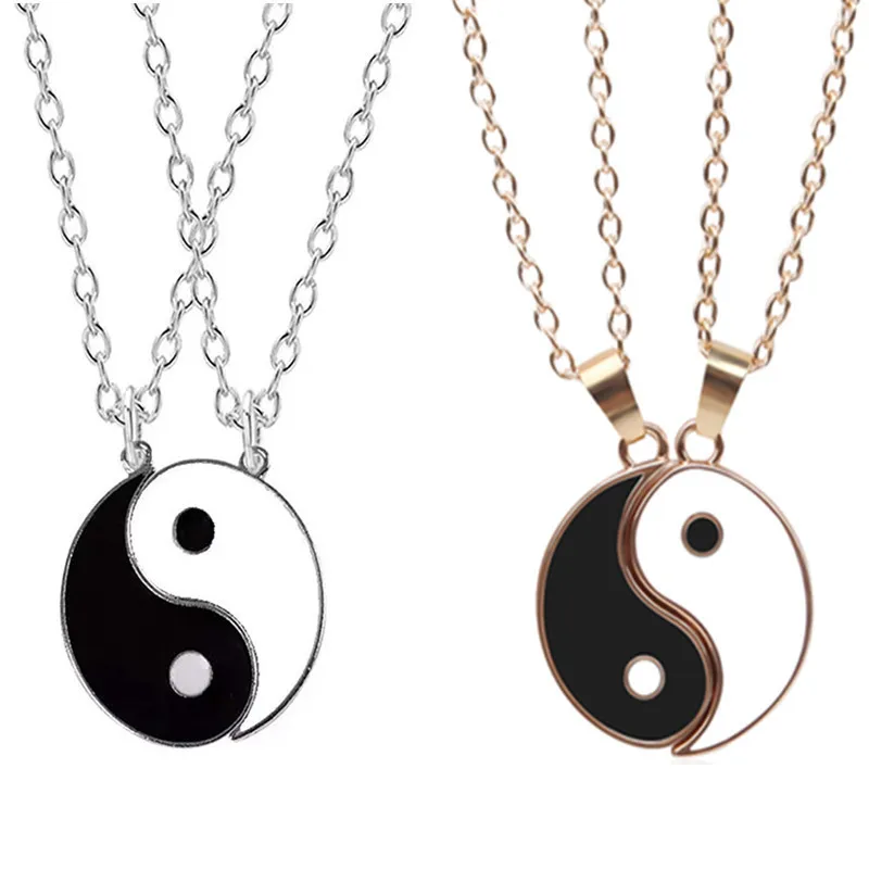 Wu 2022 New Jewelry Alloy Tai Chi Woven Bracelet Eight Eight Yin and Yang Pendant Stitching Necklace Hand Woven Rope Jewelry Set