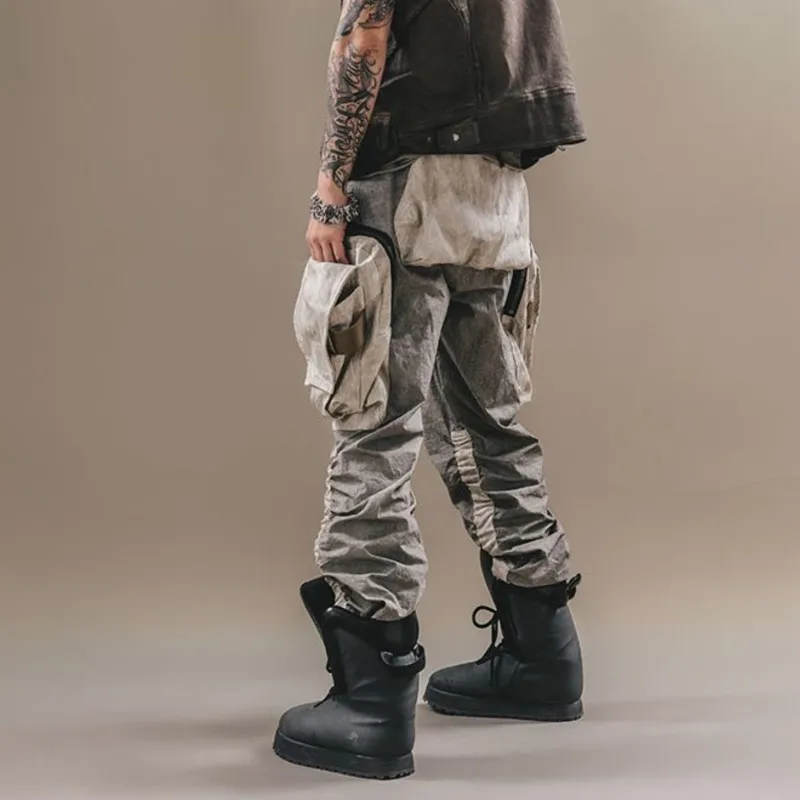 

Techwear Style Large Pocket Wasteland Distressed Pleated Accumulation Ankle Banded Working Pants Niche Designers Wear Men's