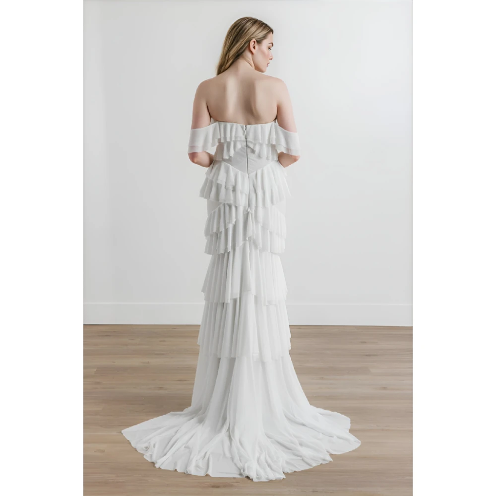 ESBRIDE Abito da damigella d'onore da sposa Abiti da festa di lusso Stile Abito di fascia alta Abito estivo con spalle scoperte Abiti da damigella d'onore