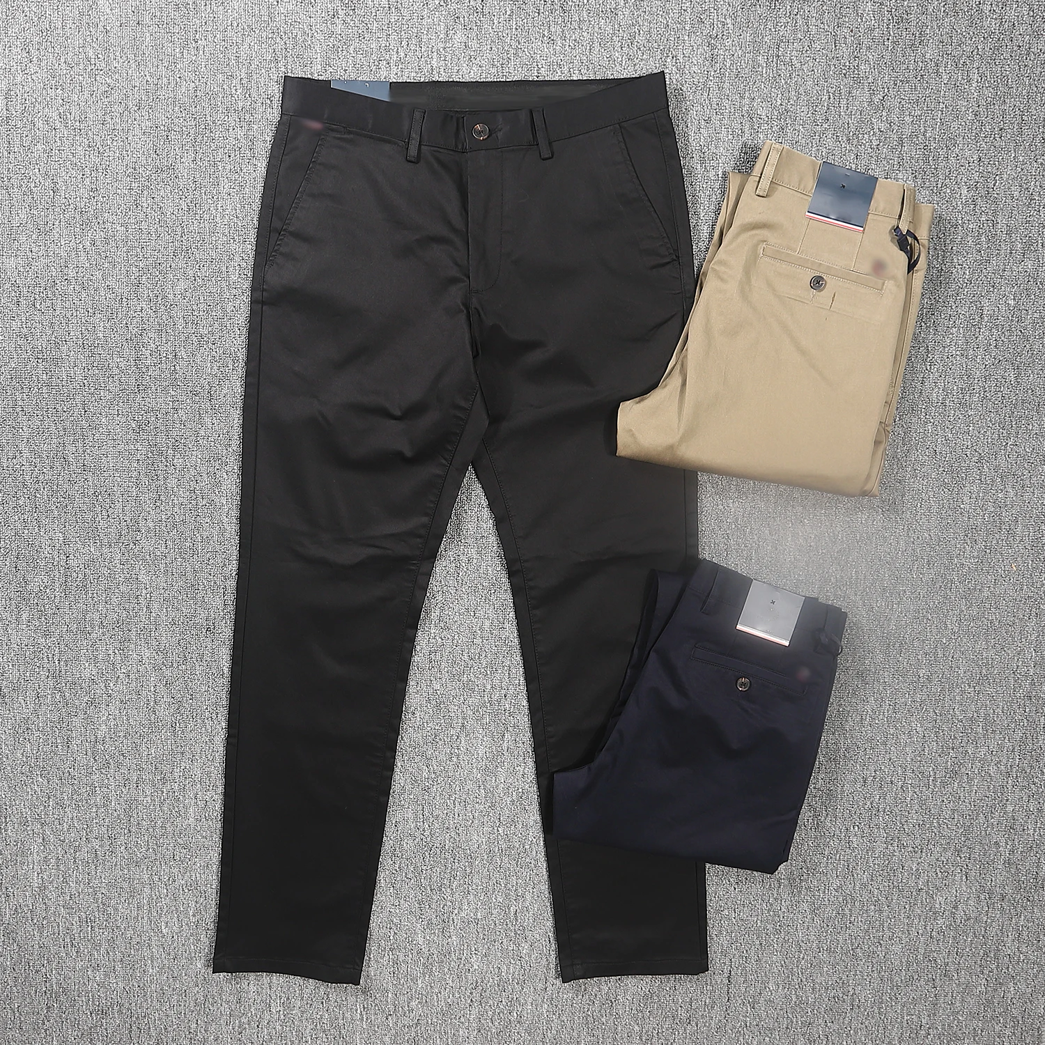 

Men's Casual Pants Spring Autumn High End Blended Fabric Breathable Slim Straight Leg Long Pants Embroidered 080