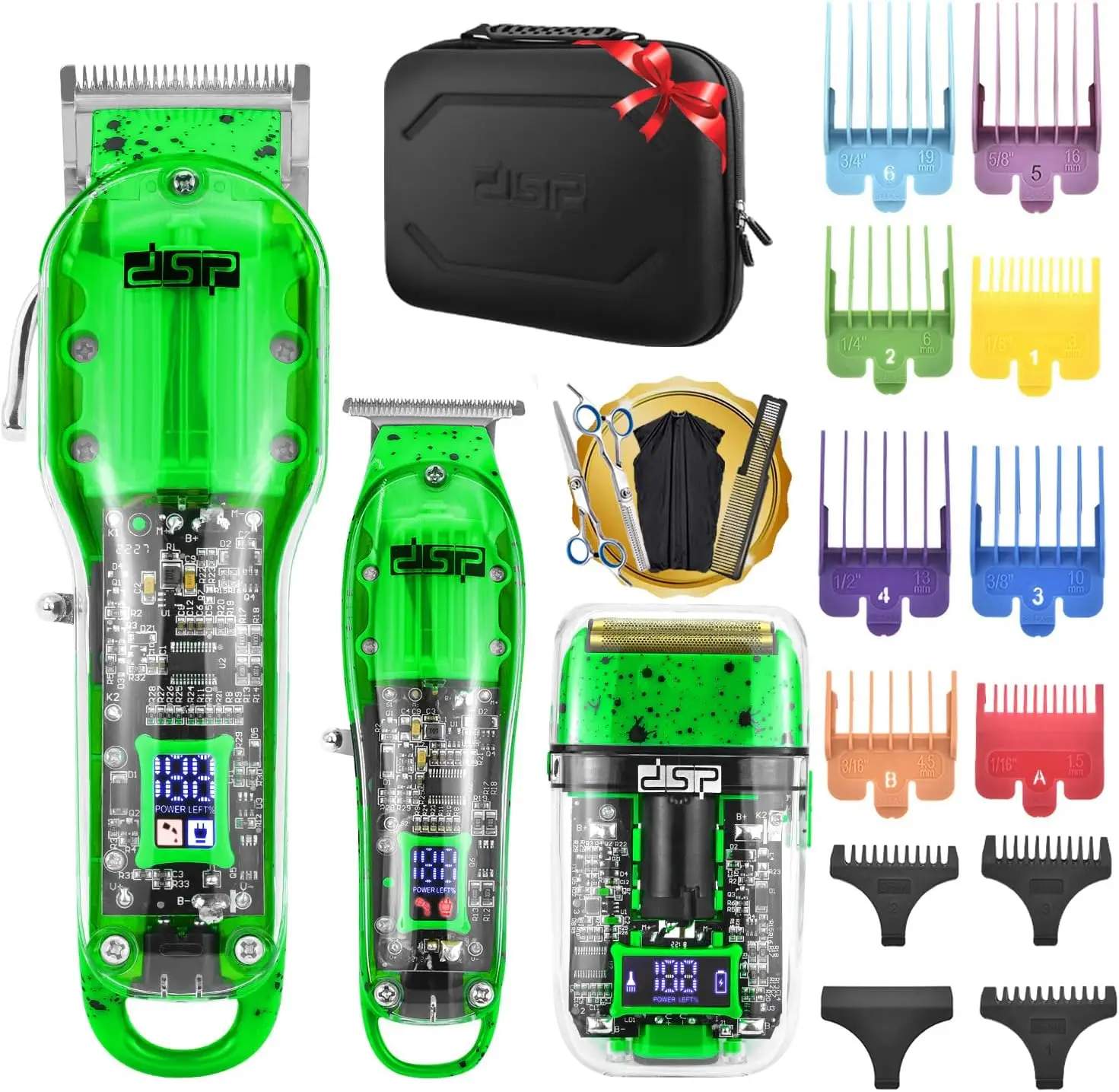 Professional Men's Hair Clipper and Trimmer Set with Travel Case, Rechargeable, LED Display