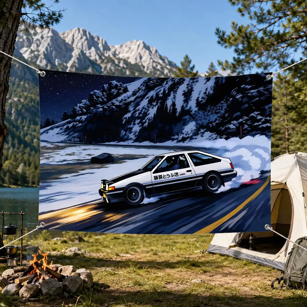 Initial D Anime Flags Aesthetic Wall Tapestry Printed Wall Hanging Living Room Party Outdoor Decor