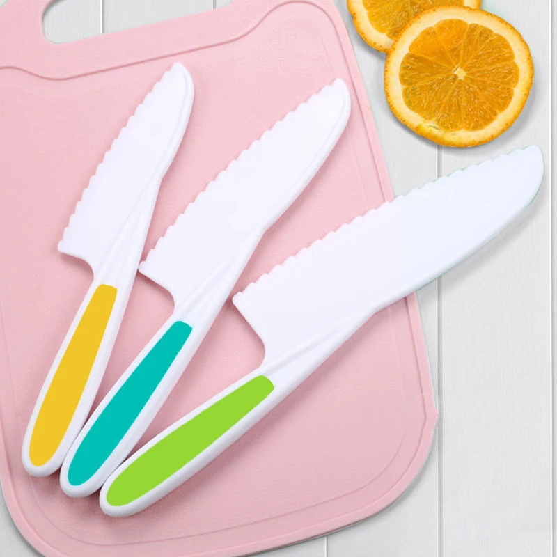 Kids Knife Colorful Toddler Cooking Knives To Cut Fruits Salad Cake Lettuce Safe Baking Cutting Cooking Plastic Kitchen Tools