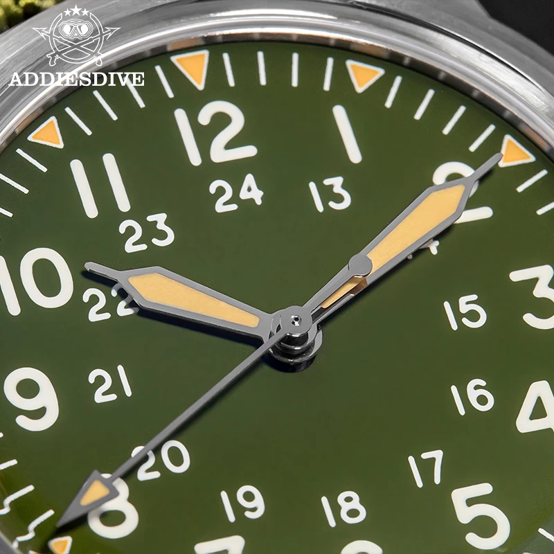 ساعة أوتوماتيكية فاخرة للرجال من Addiesdive بطول 200 متر مضيئة للرجال من الفولاذ المقاوم للصدأ ساعة تناظرية NH35A ساعة ميكانيكية بحزام من النايلون