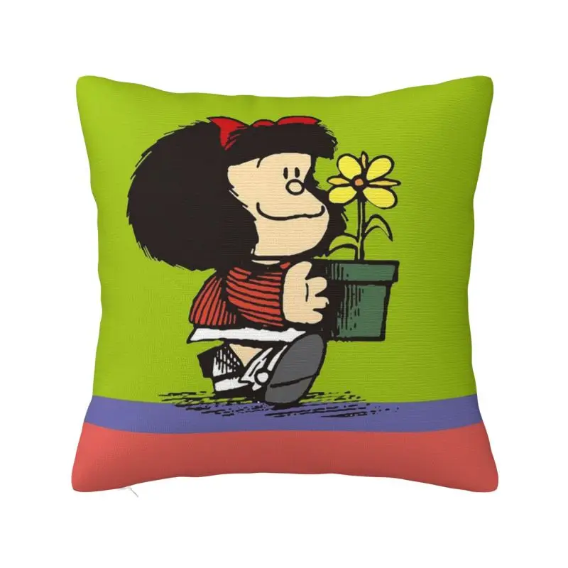 Nordic Quino Comic Cartoon Mafalda Throw Pillow Case Home Decor 3D Printed Sofa Chair Cushion Cover Polyester Cozy Pillowcase