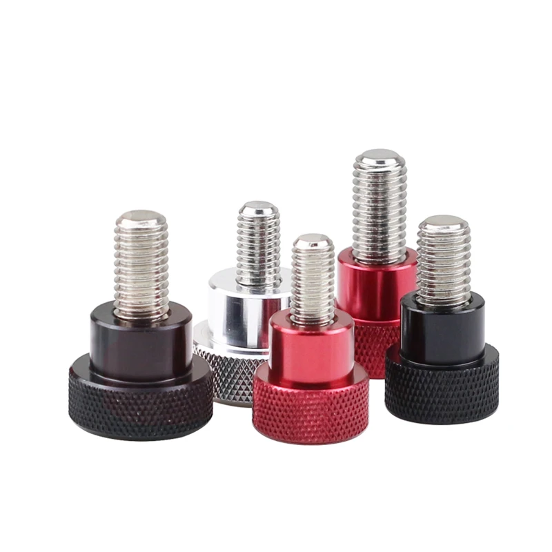 M8-M10 Red Stainless Steel Hand Screw With Aluminum Alloy Handle High Head Knurled Hand Tighten Thumb Screws Thread 1~8PCS