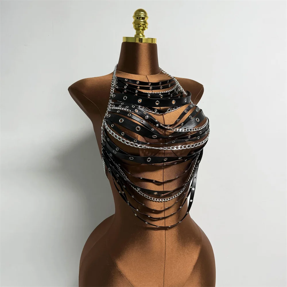Sexy Punk-Metallketten-Körperschmuck für Damen für Nachtclubs, Partys, Bühnenshows, Kostüme, Trendiges Y2K-Festival-Accessoire, Hip-Hop-Streetwear – Detail 7