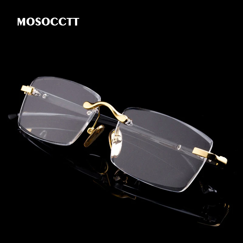 

Crystal Stone Rimless Reading Glasses Men's Businesss Readers Eyeglasses Woman Vintage Presbyopic Hyperopia +1.0 +2.0 +3.0 +4.0