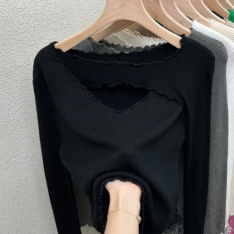 2025年秋冬新作 レディース ベースシャツ トップス ゆったり カジュアル 無地 プルオーバー 長袖 ニット アウター