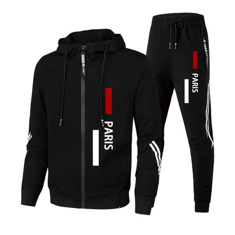 Men's Sportswear Set Size M-3XL Zippered Hoodie Casual Sportswear Pants Fashion Set, Daily Sports Jogging Men's Clothing