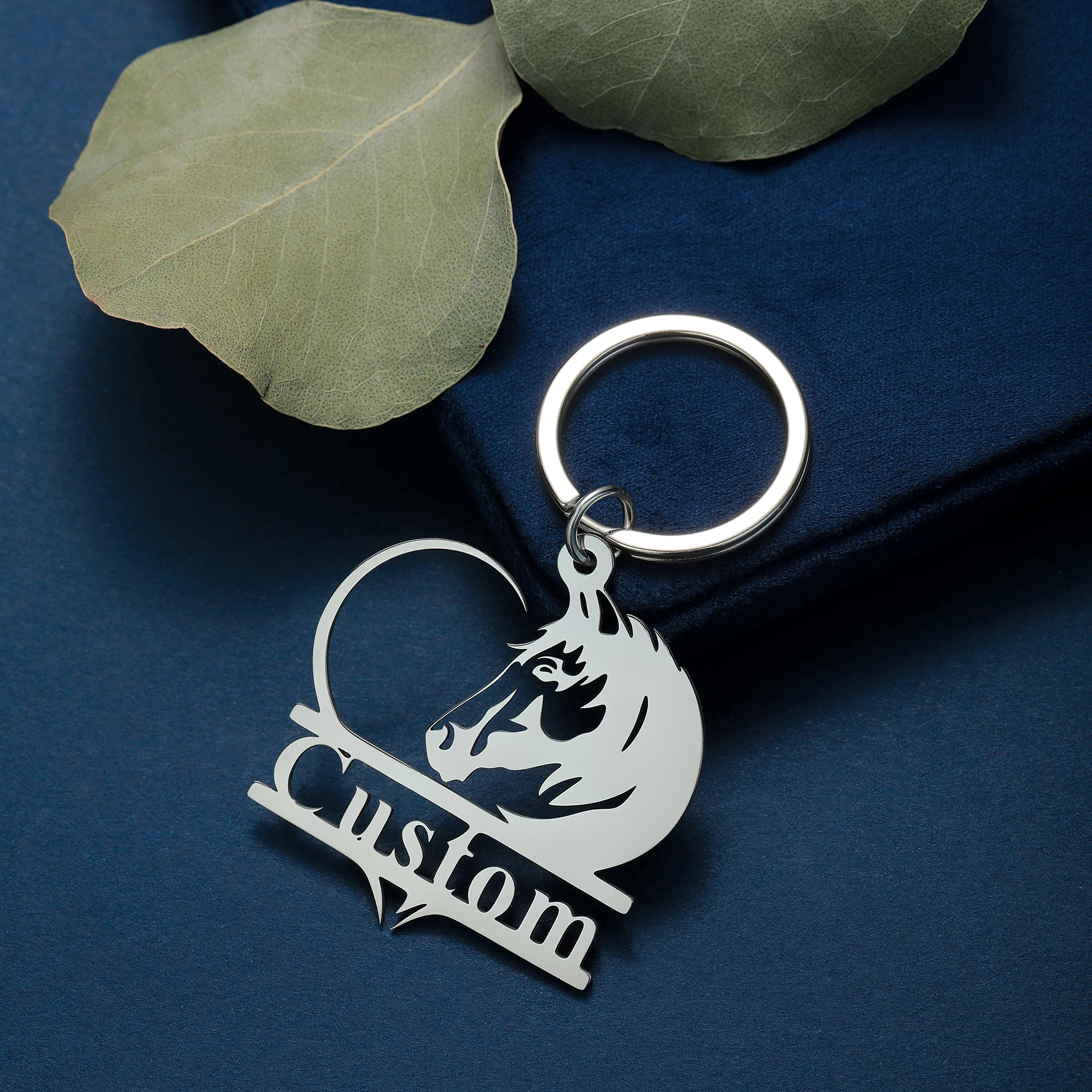 Handsome Animal Horse Pendant Keychain Custom Name Keyring Personalized Stainless Steel Men Women Jewelry Keepsake Gift