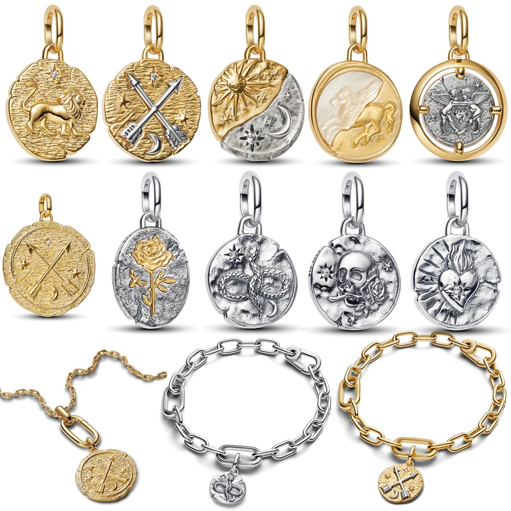 Médaillon plaqué argent avec pendentif Serise en Zircon, breloque adaptée aux Bracelets et colliers pour femmes, bricolage, bijoux à la mode, cadeaux