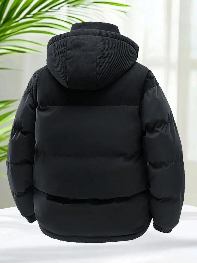 Men’s Winter Puffer Jacket Cotton Padded Warm Hooded Windbreaker Coat Outdoor Casual Thick Parka for Cold Weather Streetwear