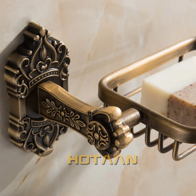 Solid Aluminium Wall Mounted Antique Brass Color Bathroom Soap Basket New Bath Soap Dish Holders Bathroom Products YT-11290
