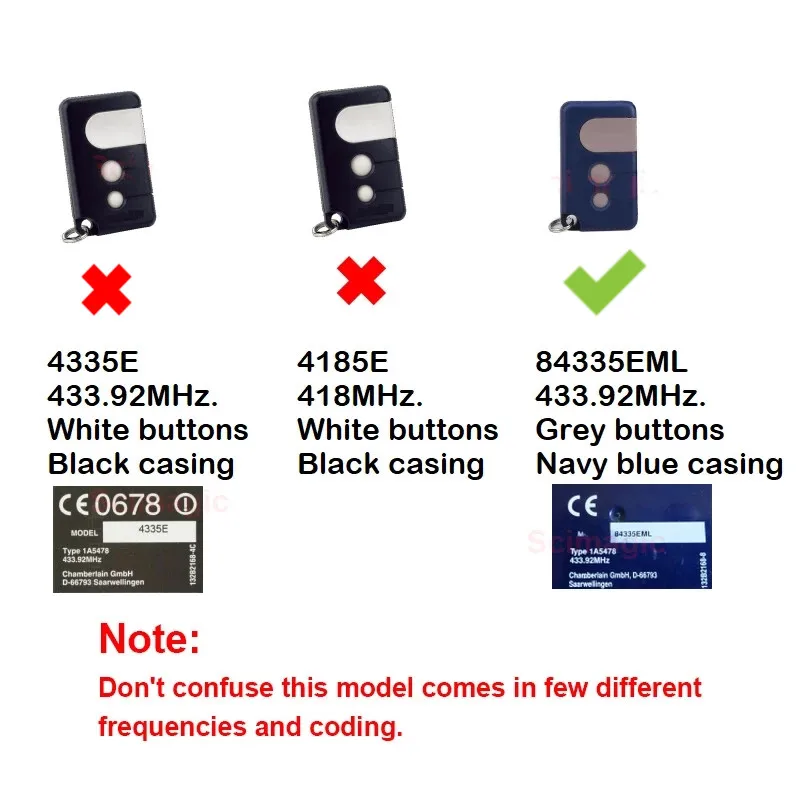 94330E 94335E 94333E 94335EML 84335EML 84330AML 1A5639-7 ML700 Garage Door Gate Remote Control