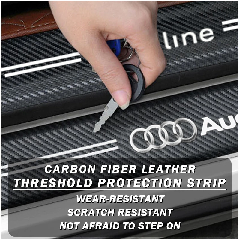 Car Door Sill Scuff Plate Decor Carbon Fiber Stickers For Audi A7 A8 Q1 Q2 Sline TT A1 A2 A3 A4 A5 A6 Q3 Q4 Q5 Q6 Q7 Q8 TT S3 S view 6