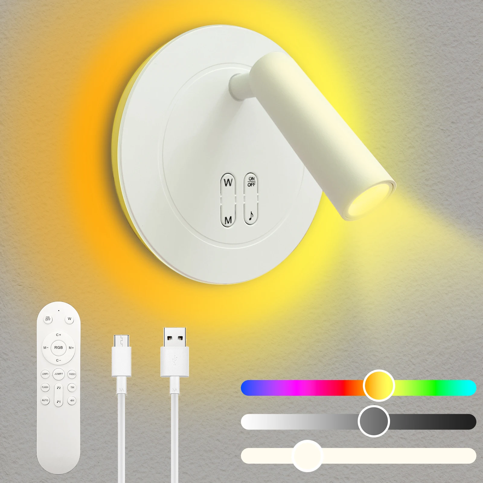 

LED Wall Mounted Reading Light, Smart APP Control Dynamic RGBIC Light with Music Sync Dimmer & Timers, White