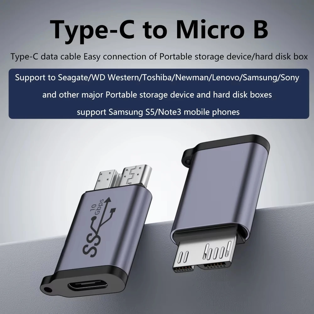 USB 3.0 Micro B to Type C Adapter Connector USB A to Micro B Data Transfer Converter for Laptop Hard Drive Disk Box Samsung S5