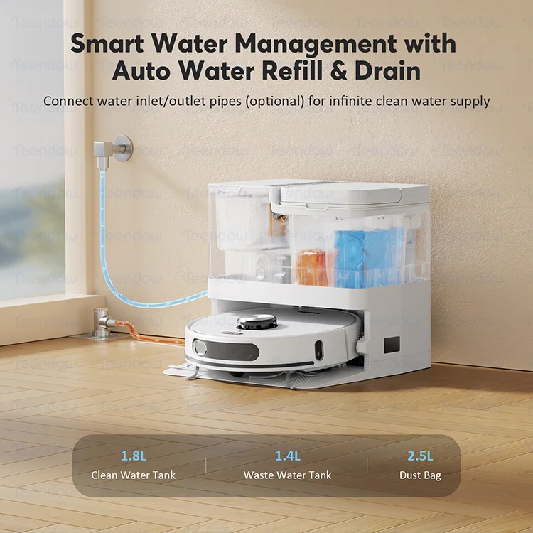 Teendow D60S Ultra Staubsauger Sweeping Roboter 6000Pa Lds Lidar Robot Vacuum Cleaner and Mop Self Clean with Base Station