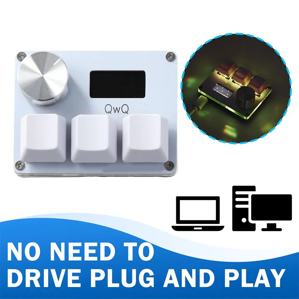 White SayoDevice OSU Keyboard O3C Rapid Trigger Hall Switches Magnetic Keyboard With Knob Screen Copy Paste 3Key