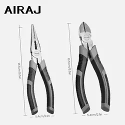 AIRAJ 2pcs 6/8 Inch Multifunctional Diagonal Pliers Needle Nose Pliers Hardware Tools Universal Wire Cutters Electrician