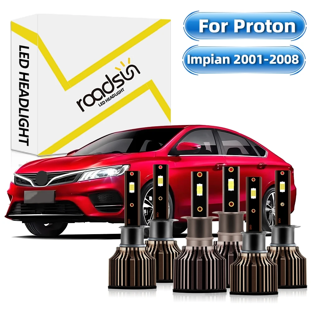 

【For Proton Impian 2001-2008】H1 H1 Hi/Lo Beam Bulbs Headlamp H3 Fog Lamp 6000K White 25000LM 400% Super Bright 6PCS