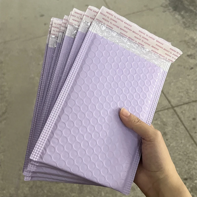 Auto selo acolchoado Envelopes, roxo poliéster bolha Mailers, sacos de presente, embalagem Envelope, livro, 10pcs