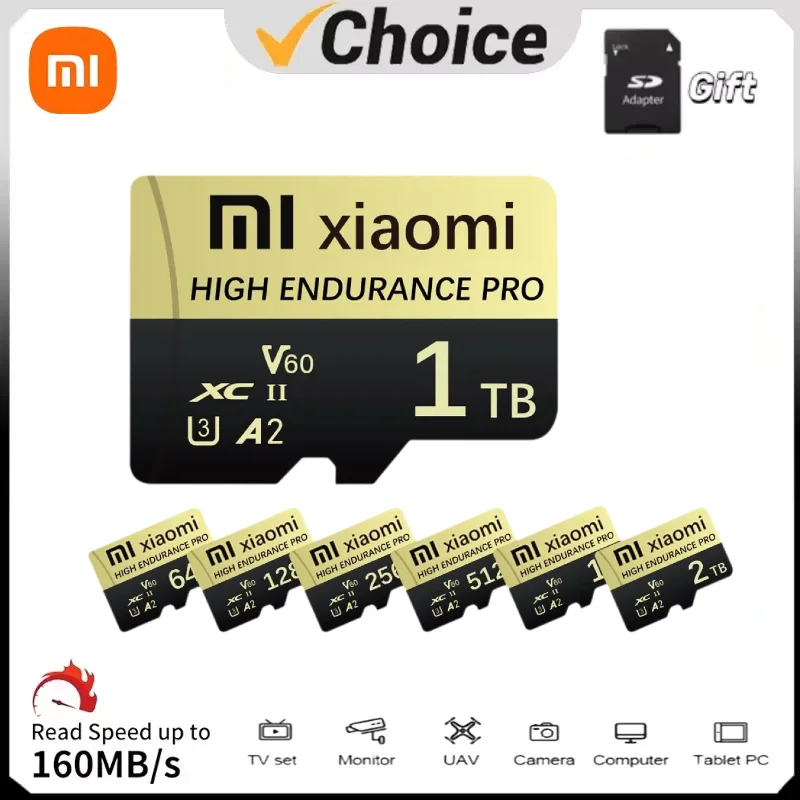 Xiaomi-tarjeta Micro TF SD de alta velocidad para teléfono inteligente, memoria Flash de 2TB, 1TB, 256GB, 512GB, 64GB, 128GB, cámara de vigilancia