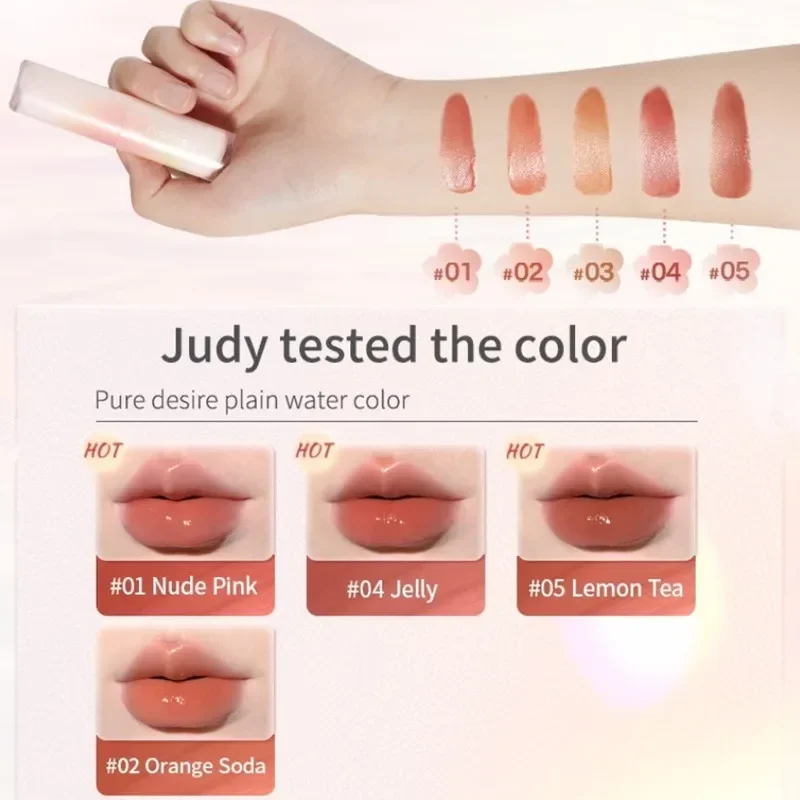 Judydoll Gelee fester Lip gloss feuchtigkeit spendend wässrig glühen flüssig Lippenstift Spiegel Lippen balsam lang anhaltende Glas Lippen glasur Tönung Make-up