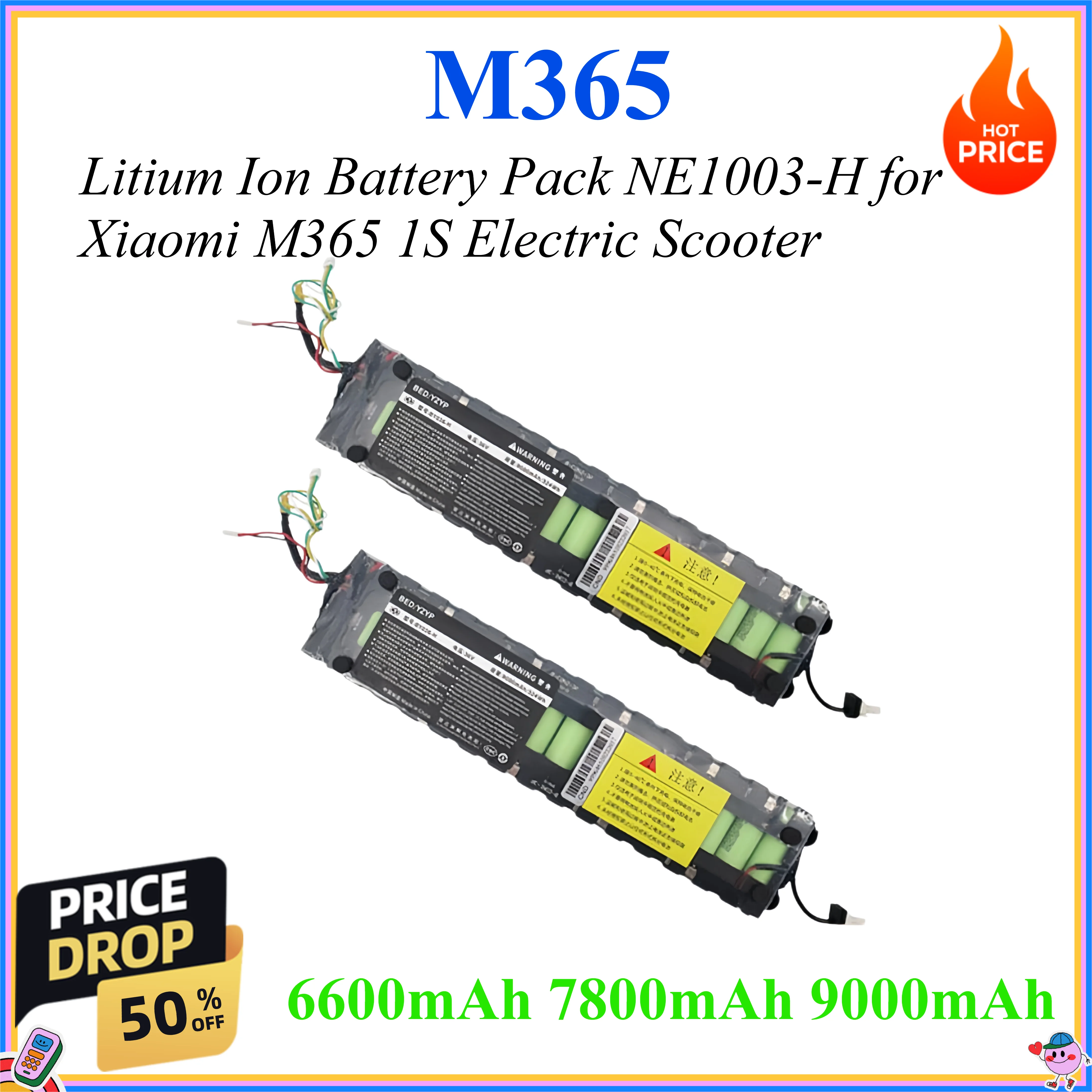 M365 36V 6600mAh 7800mAh 9000mAh Litium Ion Battery Pack NE1003-H for Xiaomi M365 1S Electric Scooter