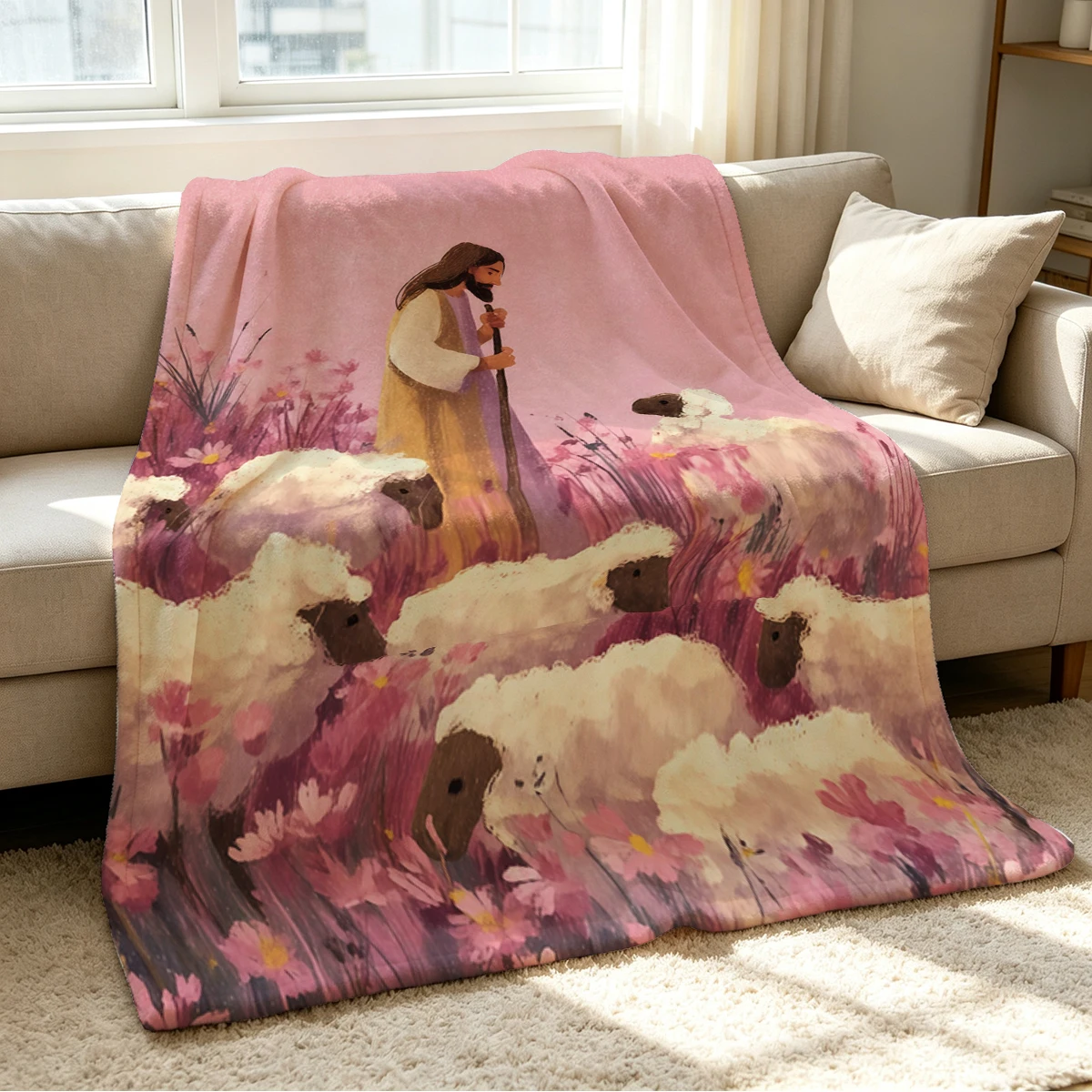 Gentle Shepherd Blanket Soft Cozy Throw for Sofa Bed Festive Holiday Decor Gift for Kids and Adults,Lightweight and Warm