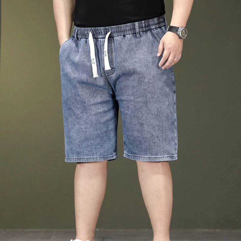 Elastic Waist Oversized Denim Shorts For Men Plus Size 5XL 6XL 7XL Shorts Pants Half Cut Jeans High Quality Brand Male