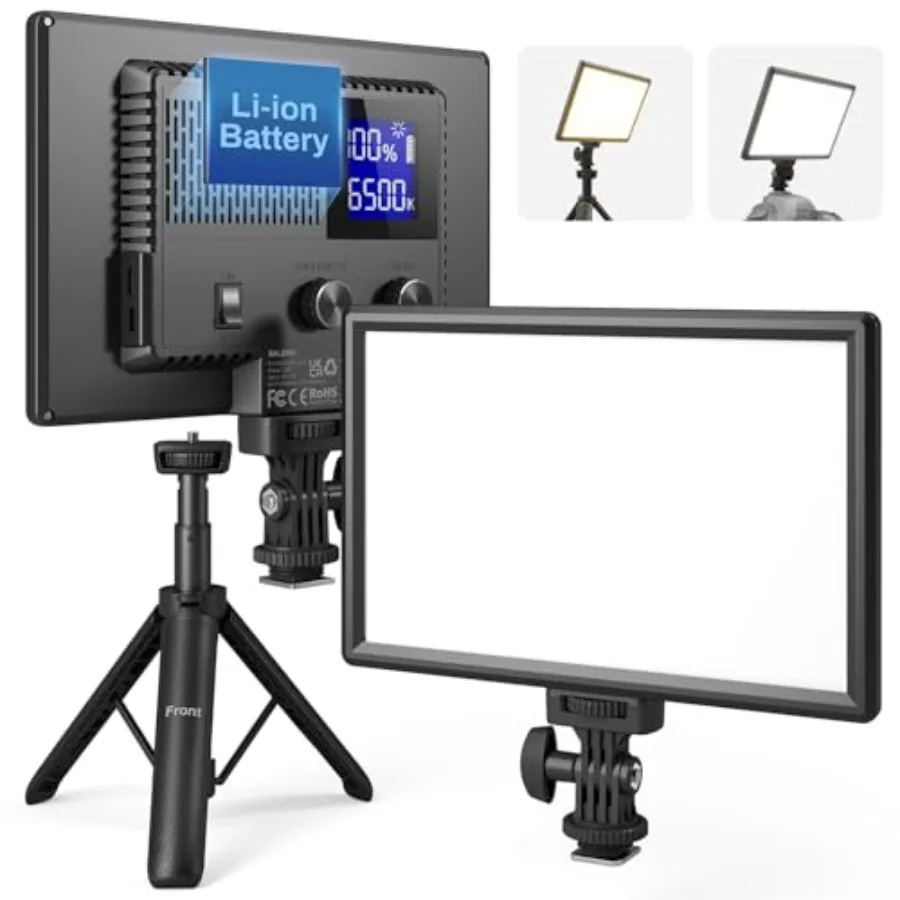 

【New model】LED Video Light Panel 2500K-6500K Camera Light for Video Conference Recording with 4000mAh Battery Type-C USB Ports