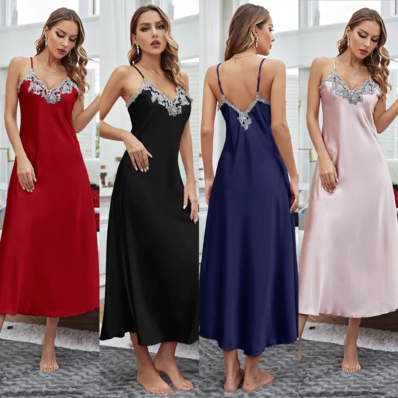 

Nightgowns Women's Clothing Summer Ice Silk Halter Dress Lace New Home Loose Comfortable Breathable Casual Soft Simple Premium