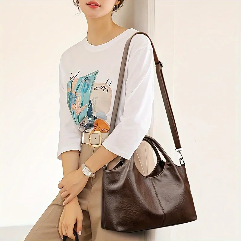 حقيبة يد بسحاب للإغلاق، حقائب نسائية جلدية ذات سعة كبيرة، حقيبة كروس، كاجوال عصرية متعددة الاستخدامات، مناسبة للاستخدام أثناء التنقل #3