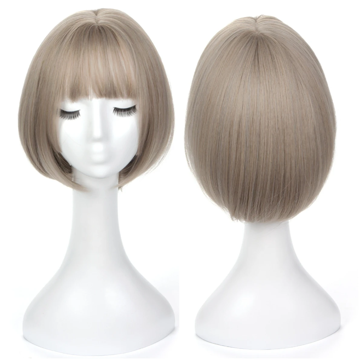 

27cm Short Bob Hair Wigs Straight with Flat Bangs Synthetic Colorful Cosplay Daily Party Wig for Women Natural