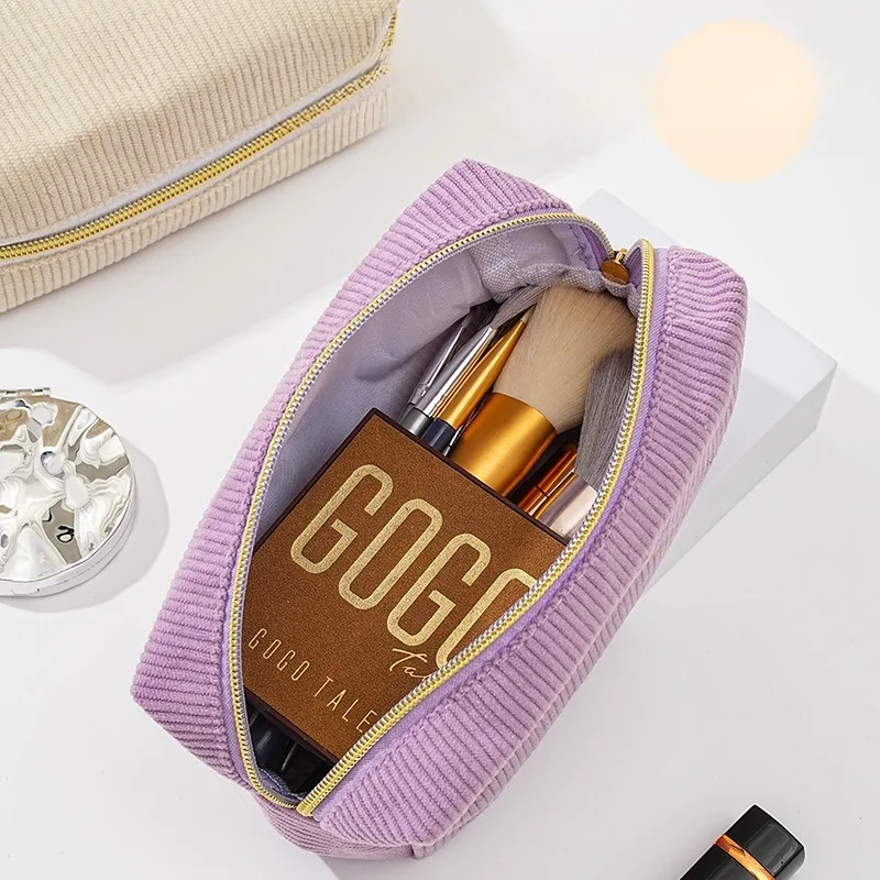 Chic Corduroy Cosmetic Bag Large Capacity Pencil Case High Aesthetic Stationery Bag Cute Stationery Box for Women