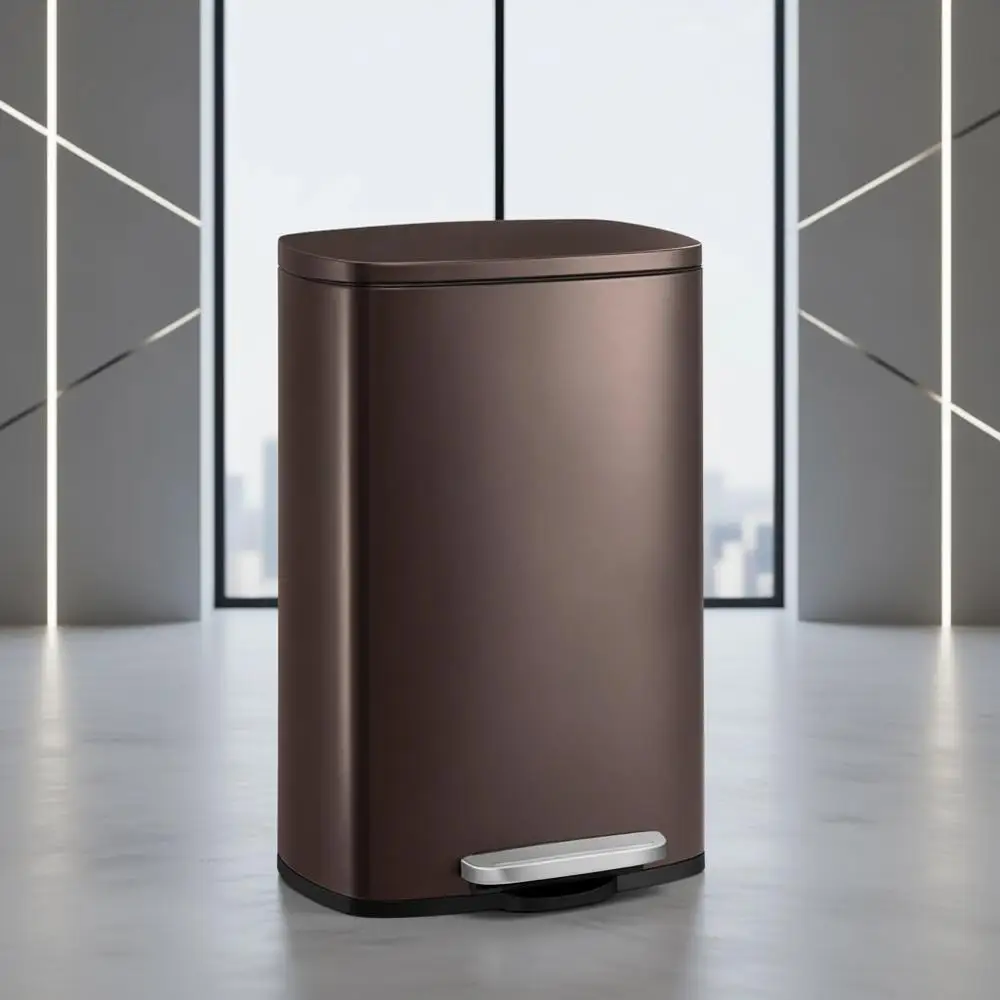 

50L Stainless Steel Step-On Trash Can with Removable Bucket for Kitchen Waste or Recycling