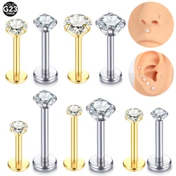 1PC Titanium Labret Piercing  Lip Rings Prong Zircon Ear Cartilage Earring Helix Nostil Piercing Tragus Lobe Jewelry for Women