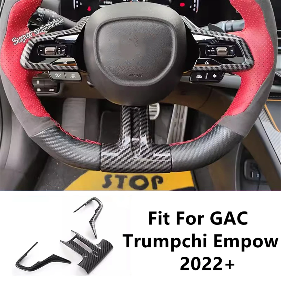 

Car Steering Wheel Frame Decoration Cover Trim For GAC Trumpchi Empow 2022 2023 2024 ABS Carbon Fiber Look Accessories Interior