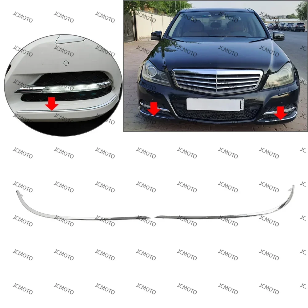Accessories For Mercedes Benz C250 C350 2012-2015 1Pc Left/Right Chrome Front Bumper Moulding Trim Strip Replacement