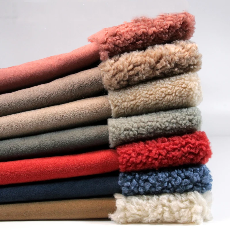 50x150cm Suede Composite Lamb Wool Fabric Winter Thickened Warm Short Plush Fur Cloth for Trench Coat Outwear Clothing Lining