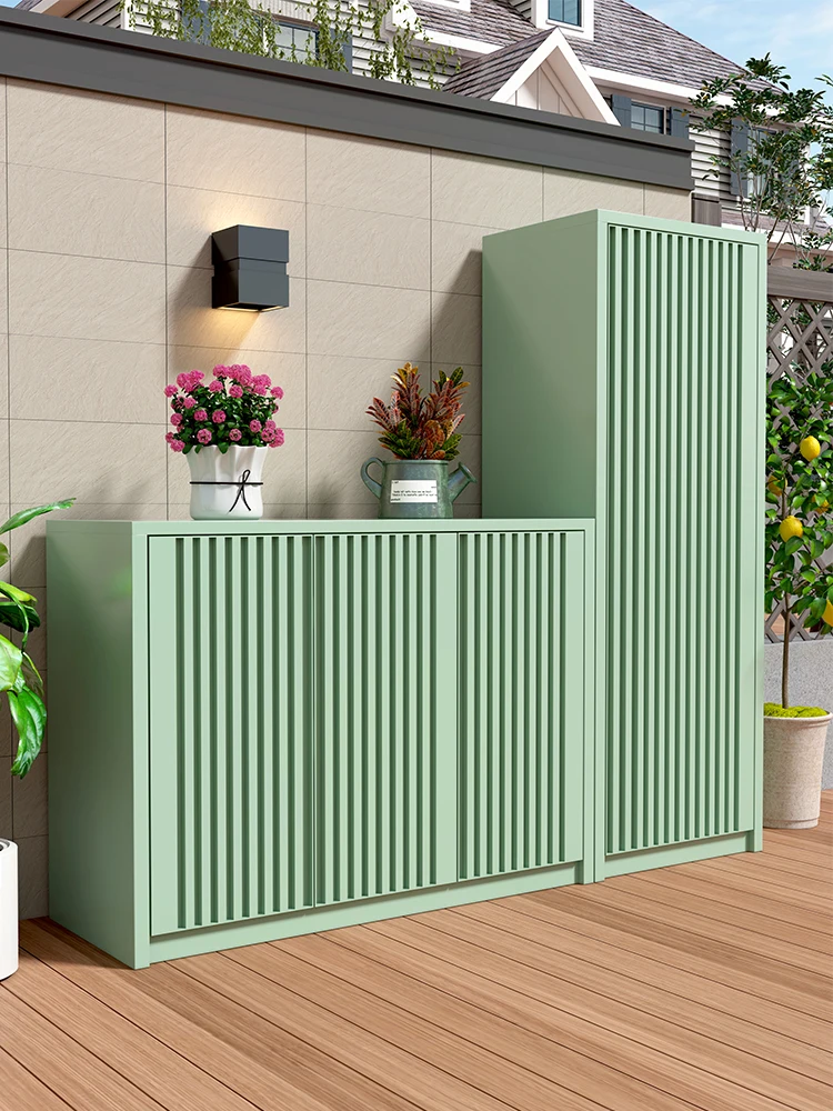 Outdoor storage waterproof and sunscreen all-aluminum alloy storage cabinet, balcony garden villa tools sundries