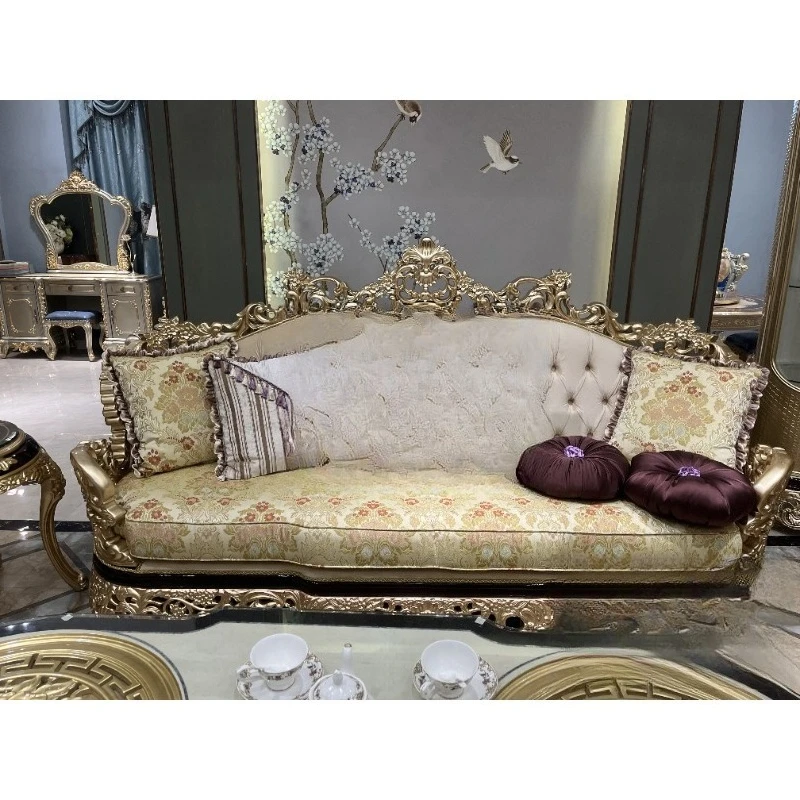 أريكة قماش منحوتة من الخشب الصلب أريكة غرفة المعيشة أثاث تركي كلاسيكي