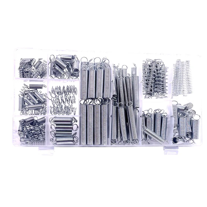200 ชิ้นชุดฮาร์ดแวร์ความตึงเครียดสปริงการบีบอัดฤดูใบไม้ผลิชุดฮาร์ดแวร์ไฟฟ้า Torsional และ Extension Springs ชุด