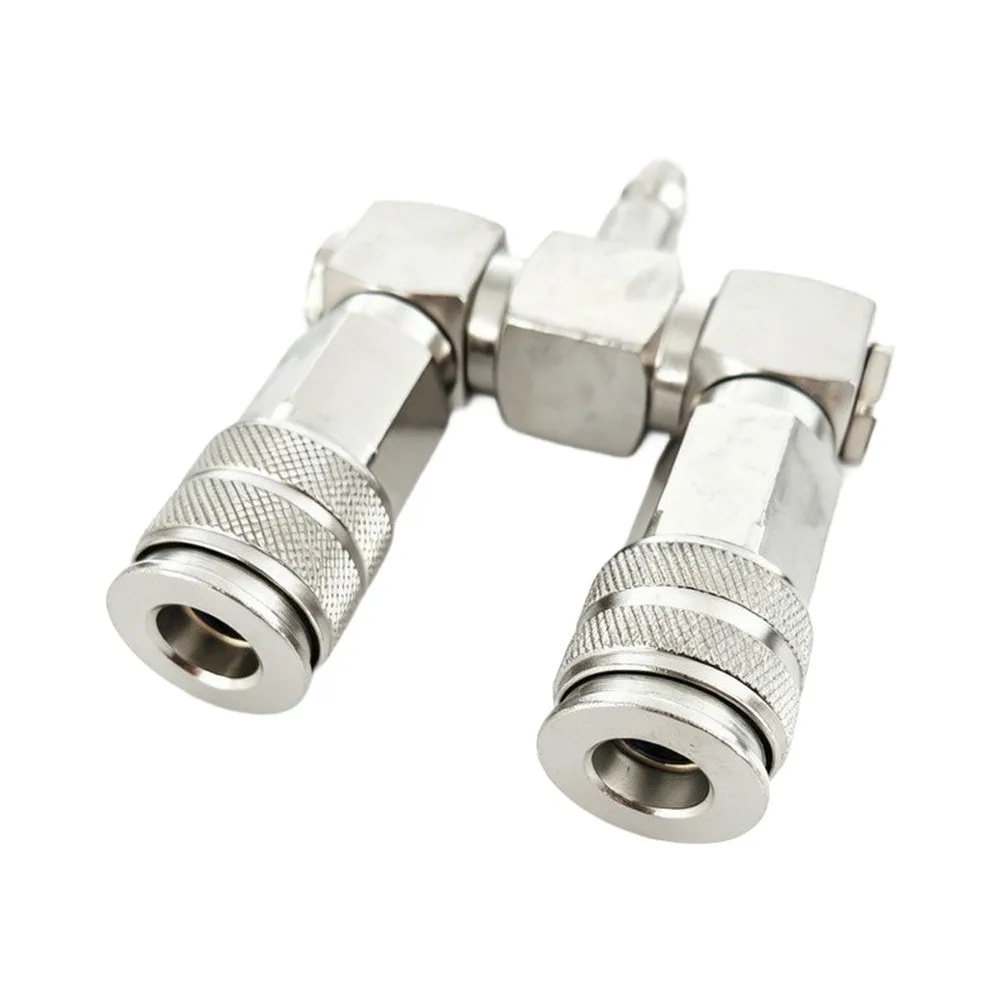 1/4in NPT Air Manifold Splitter 2 Way with Swivel Design Compatible with Standard A T I M Couplers for Multi Tool Setup